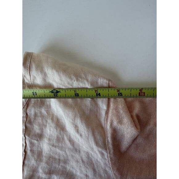J. Jill Love Linen Blouse 100% Linen Sz S Peach 3/4 Sleeve Pullover V Neck - Picture 6 of 8